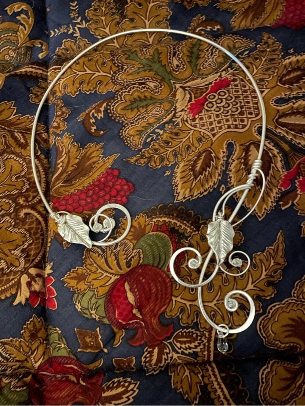 NIB 925 Silver Plaited Leaf Open Necklace/bridal Choker- Elven Necklace Unworn - Picture 5 of 5